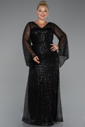 Long Black Beaded Plus Size Evening Gown ABU5243