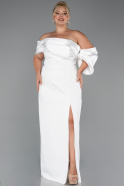 Long White Formal Plus Size Dress ABU5047