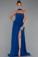 Long Sax Blue Chiffon Evening Dress ABU5280