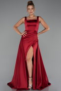 Burgundy Long Satin Evening Dress ABU4715