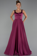 Plum Long Satin Evening Dress ABU5136