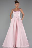 Powder Color Long Satin Evening Dress ABU5136