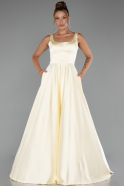 Yellow Long Satin Evening Dress ABU5136
