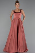 Light Brown Long Satin Evening Dress ABU5136