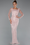 Powder Color Long Beaded Evening Dress ABU5165