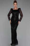 Black Long Beaded Evening Dress ABU5165