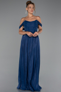 Long Navy Blue Chiffon Cocktail Dress ABU5283