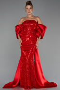 Red Long Beaded Evening Dress ABU5169