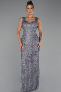 Anthracite Long Beaded Evening Dress ABU5187