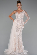 Long Powder Color Beaded Evening Dress ABU5269