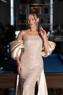 Gold Long Beaded Evening Dress ABU5169