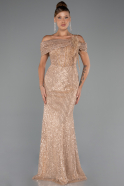 Gold Long Beaded Evening Dress ABU5183