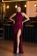 Fuchsia Long Scaly Evening Dress ABU5135