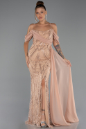 Long Gold Beaded Evening Dress ABU5316