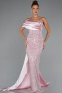 Powder Color Long Beaded Mermaid Evening Gown ABU4986