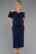 Navy Blue Midi Plus Size Cocktail Dress ABK2379