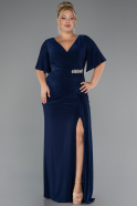 Long Navy Blue Plus Size Evening Dress ABU5287