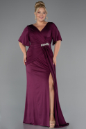 Long Cherry Colored Plus Size Evening Dress ABU5287