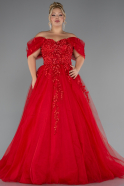 Red Long Plus Size Haute Couture Dress ABU3623