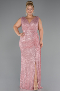 Long Powder Color Scaly Plus Size Evening Dress ABU3194