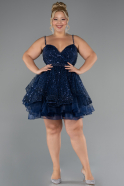 Short Navy Blue Formal Plus Size Dress ABK2436