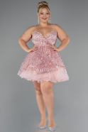 Short Powder Color Formal Plus Size Dress ABK2436