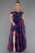 Long Navy Blue Plus Size Evening Gown ABU5263
