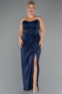 Long Navy Blue Plus Size Evening Gown ABU5340