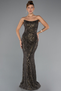 Long Olive Drab Beaded Evening Dress ABU5345