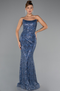 Long Indigo Beaded Plus Size Engagement Dress ABU5347