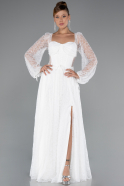 Long White Dantelle Evening Dress ABU5334