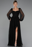 Long Black Dantelle Evening Dress ABU5334