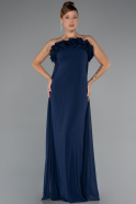 Long Navy Blue Chiffon Prom Gown ABU5351