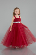 Burgundy Long Girl Dress ABU3031