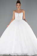 Long White Dantelle Plus Size Wedding Dress ABG166