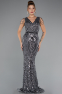 Anthracite Long Scaly Mermaid Evening Dress ABU3842