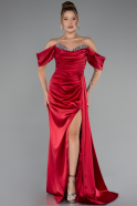 Burgundy Long Satin Evening Dress ABU2661