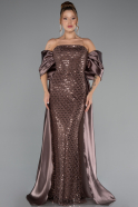Brown Long Beaded Evening Dress ABU5234