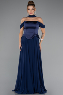 Navy Blue Long Chiffon Evening Dress ABU5327
