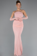 Salmon Long Dantelle Mermaid Evening Gown ABU5215