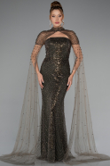 Long Olive Drab Beaded Evening Dress ABU5363