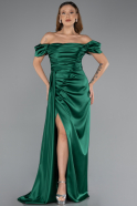Long Emerald Green Satin Engagement Dress ABU1606