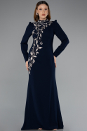 Long Navy Blue Hijab Dress ABU5393