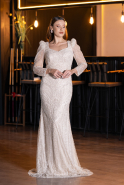 Long Beige Beaded Evening Dress ABU5387