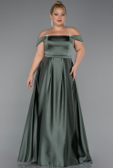 Long Olive Drab Satin Formal Plus Size Dress ABU5346