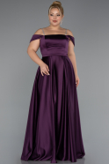 Long Dark Purple Satin Formal Plus Size Dress ABU5346