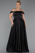 Long Black Satin Formal Plus Size Dress ABU5346