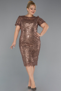 Midi Copper Beaded Plus Size Cocktail Dress ABK2449