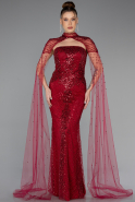 Burgundy Long Beaded Evening Dress ABU5363