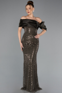 Long Olive Drab Beaded Evening Dress ABU5434